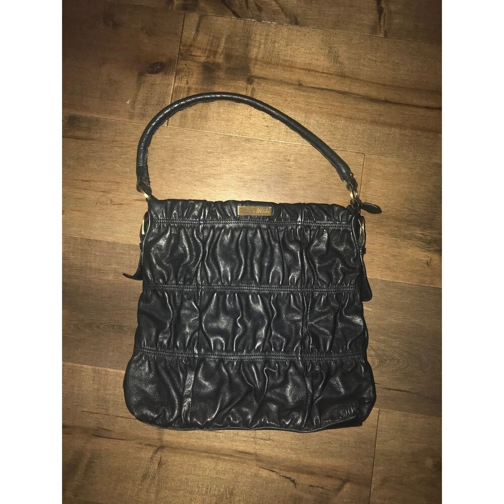 Mido Mido Italian Pebble Leather Ruched  Handbag